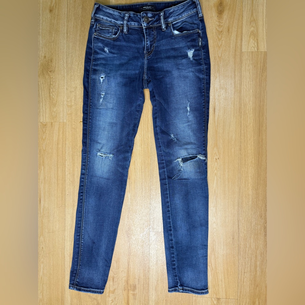 Silver Jeans Women's W28/L31 Suki Mid Skinny Dark Blue Jeans